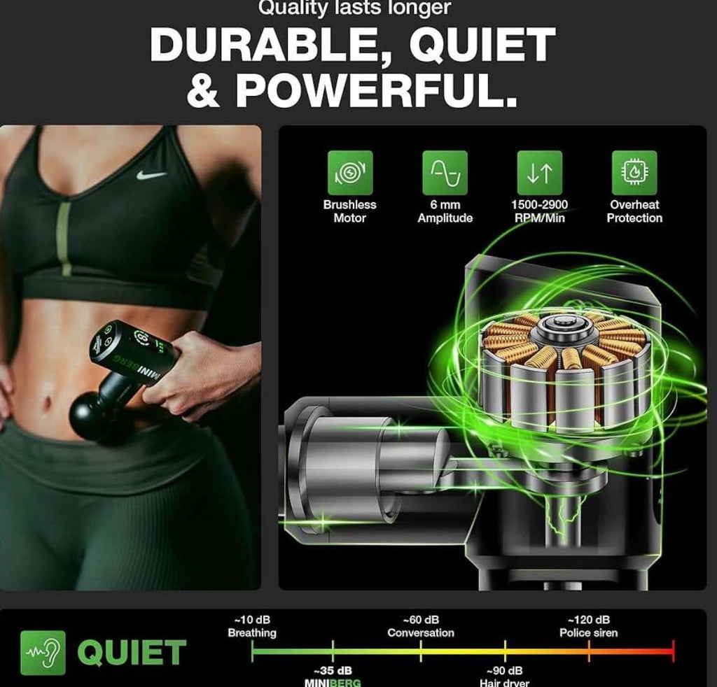 Miniberg Mini Massage Gun 6mm Amplitude Quiet Compact Muscle Massager