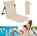 2x Foldable Poolside Lounge Chairs | Portable Beach & Camping Seats - Beige