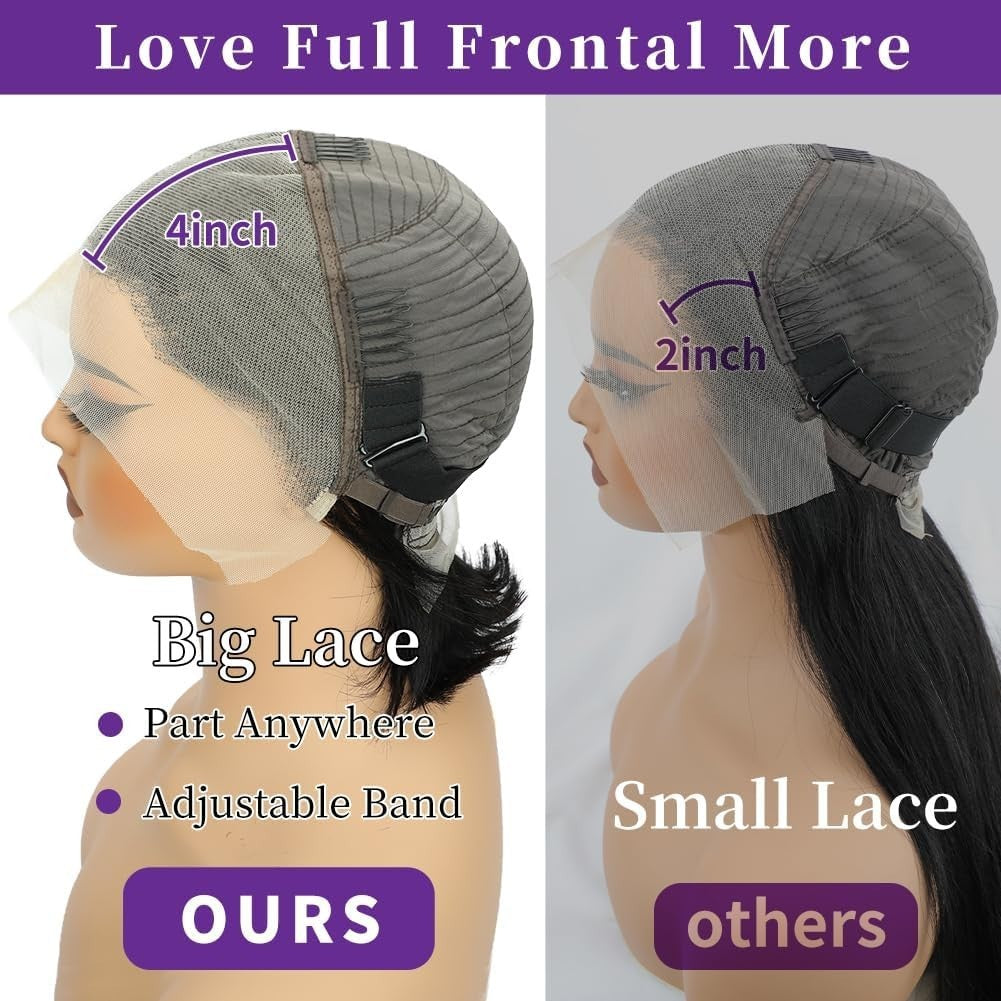 XUNEXA 12" Straight Bob Wig Human Hair HD Lace Front 13x4 Pre-Plucked