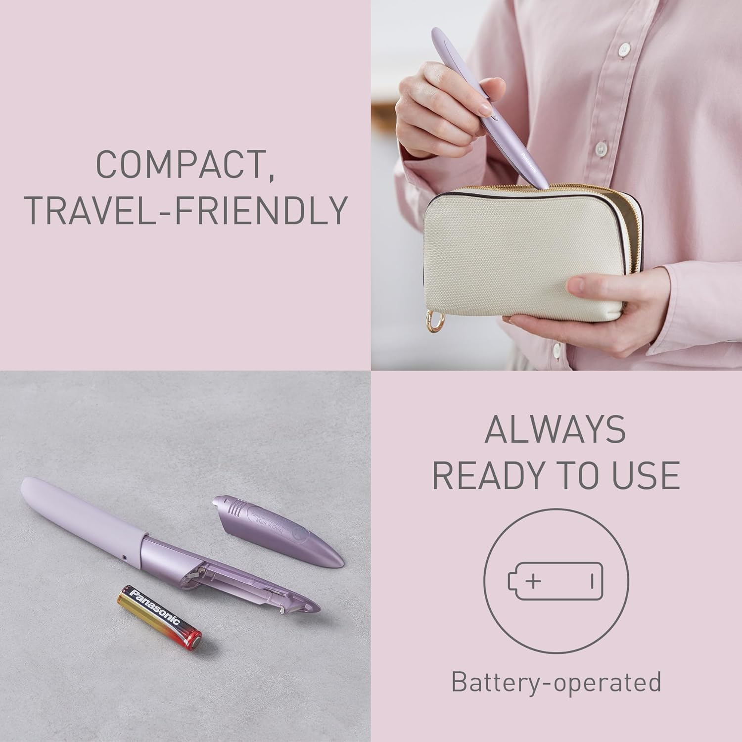 PANASONIC ES-WF71-V503 Women's Eyebrow & Facial Hair Trimmer, Hypoallergenic