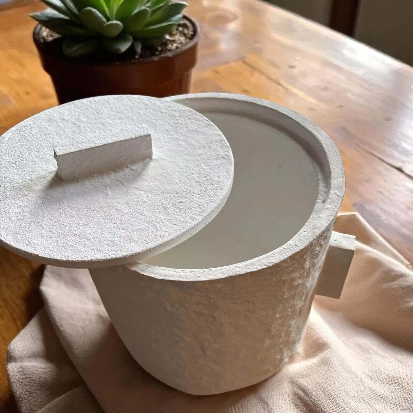 Hab Cotton Mache Storage Pot Medium White