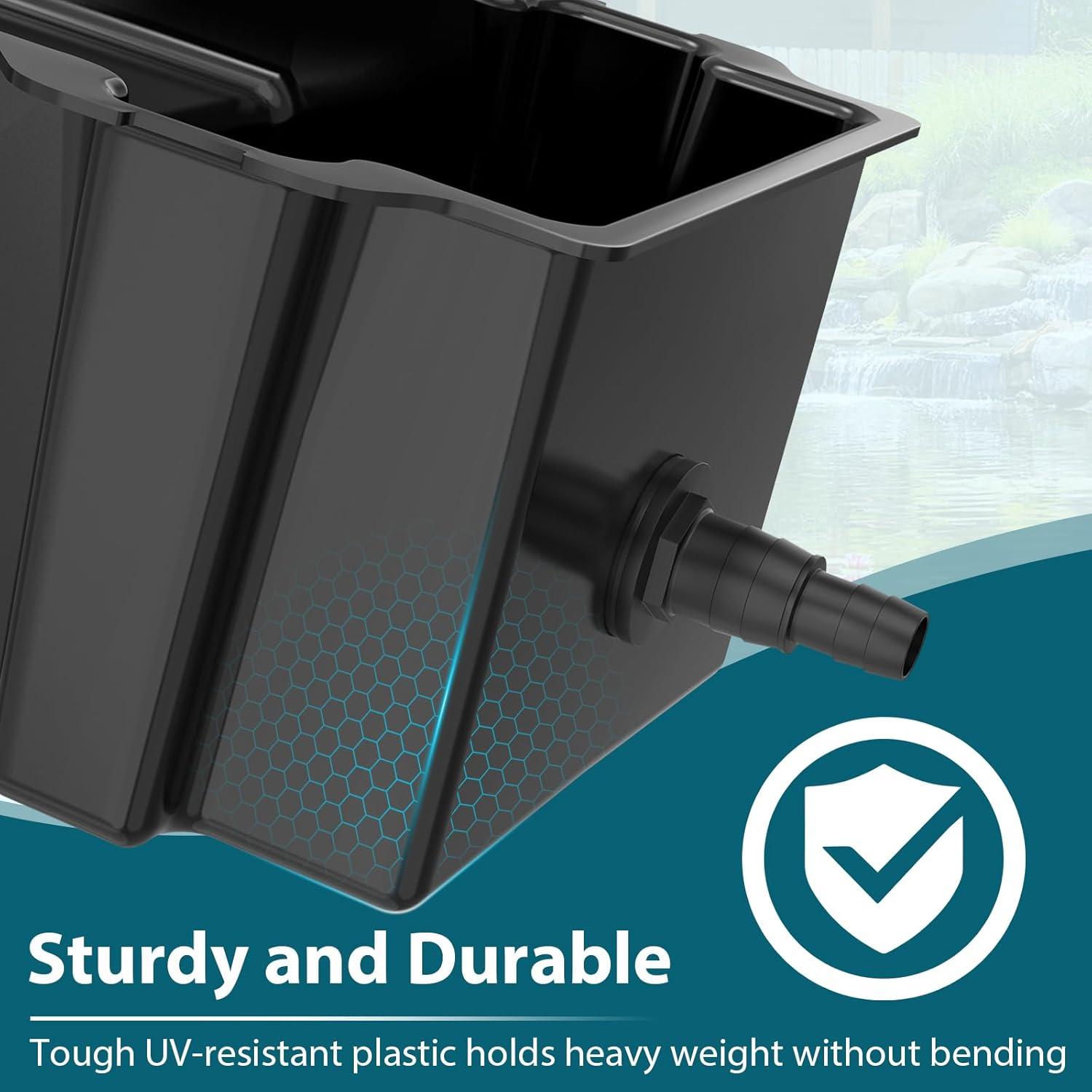 20cm Wide Blade Pond Waterfall Filter for Small Garden Ponds, Black