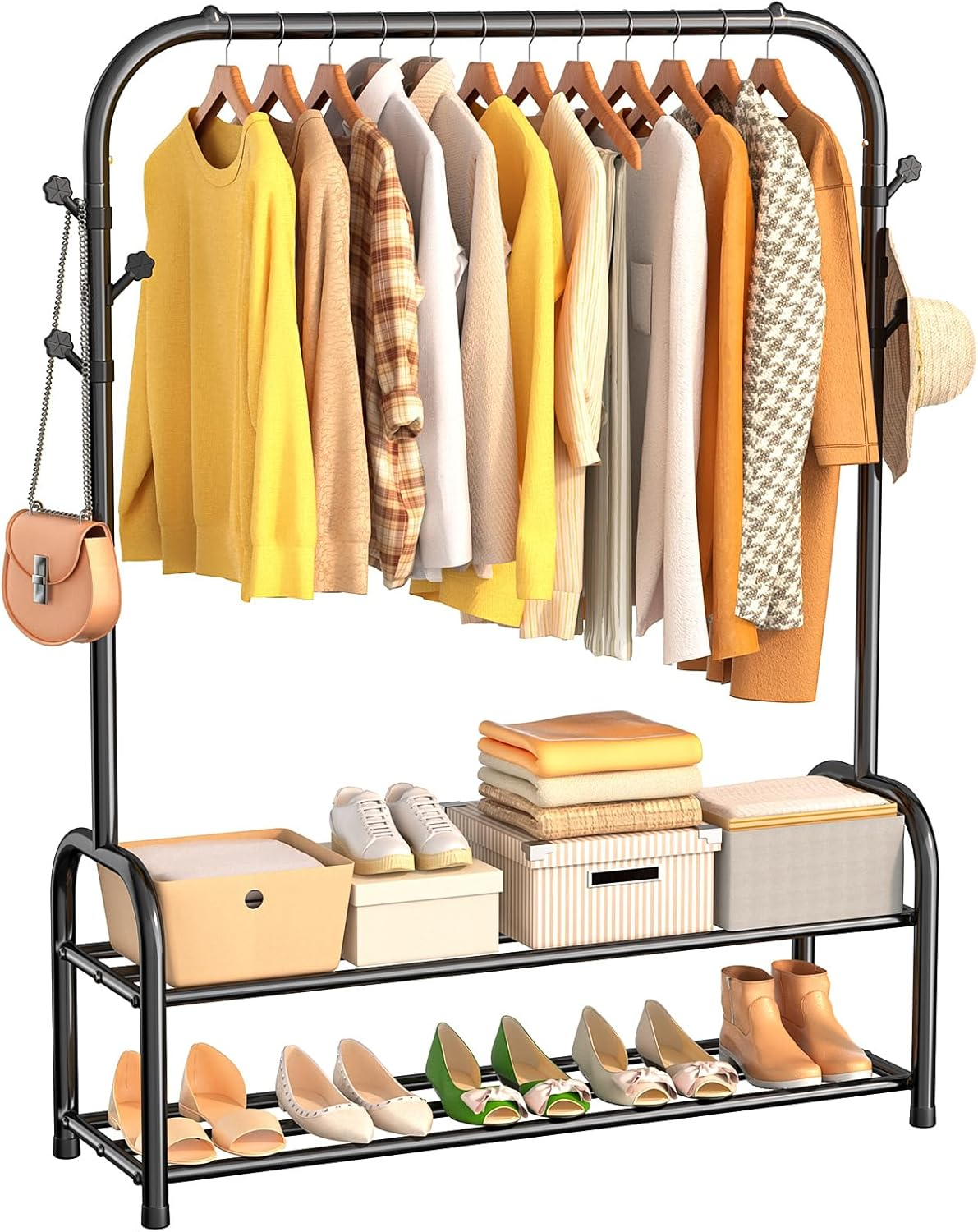 Rustic Black Clothes Rail and Rack for Bedroom, Laundry, or Living Room