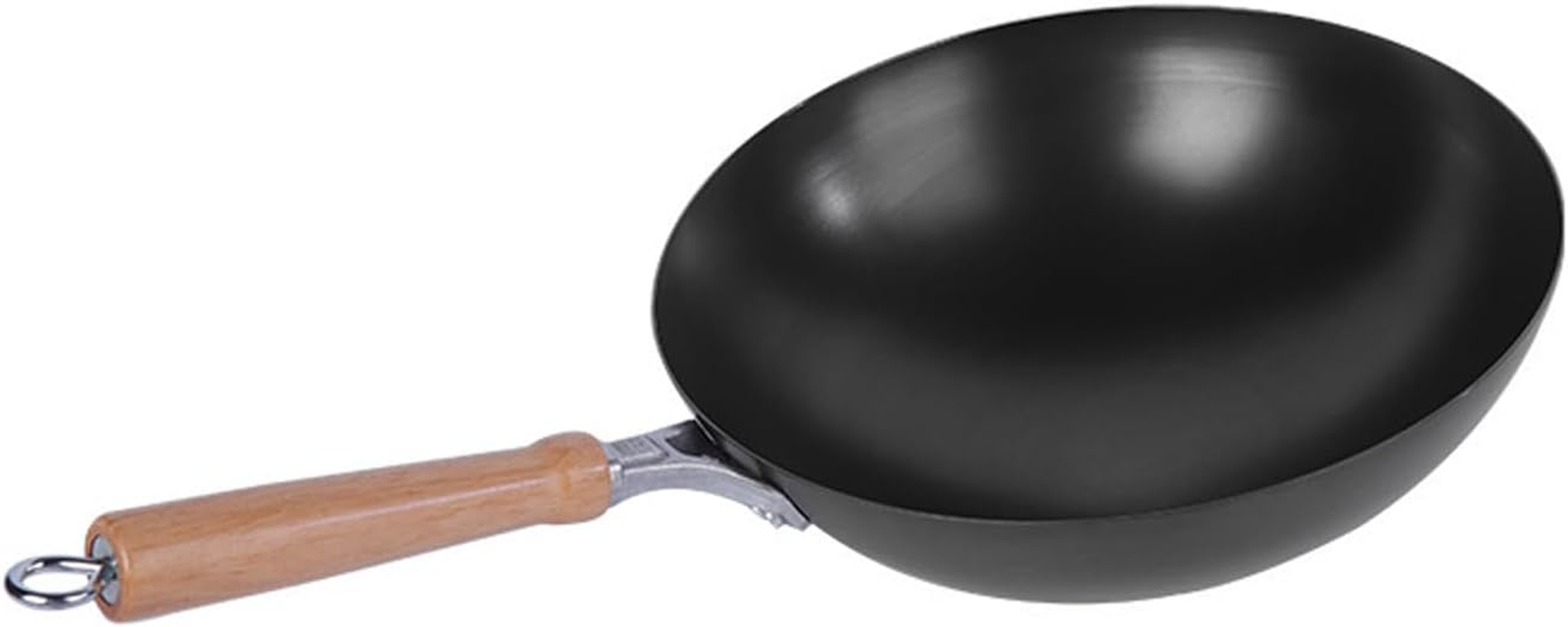 12-Inch Hand Hammered Carbon Steel Wok with Wooden and Steel Handle