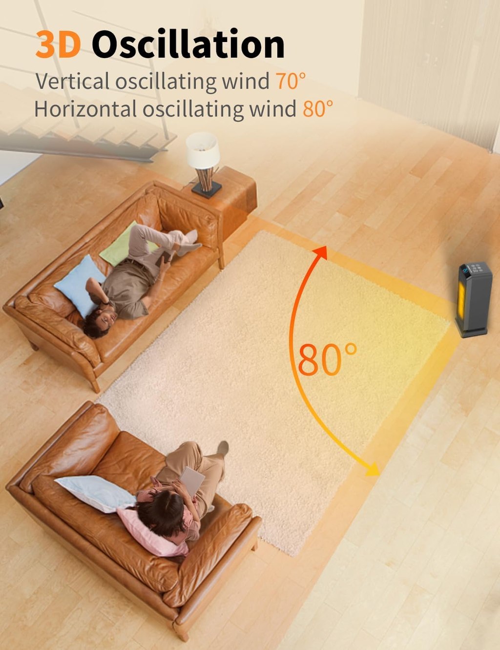 16" Portable 1800W Electric Heater & Fan with Timer, Oscillation & Safety Featur