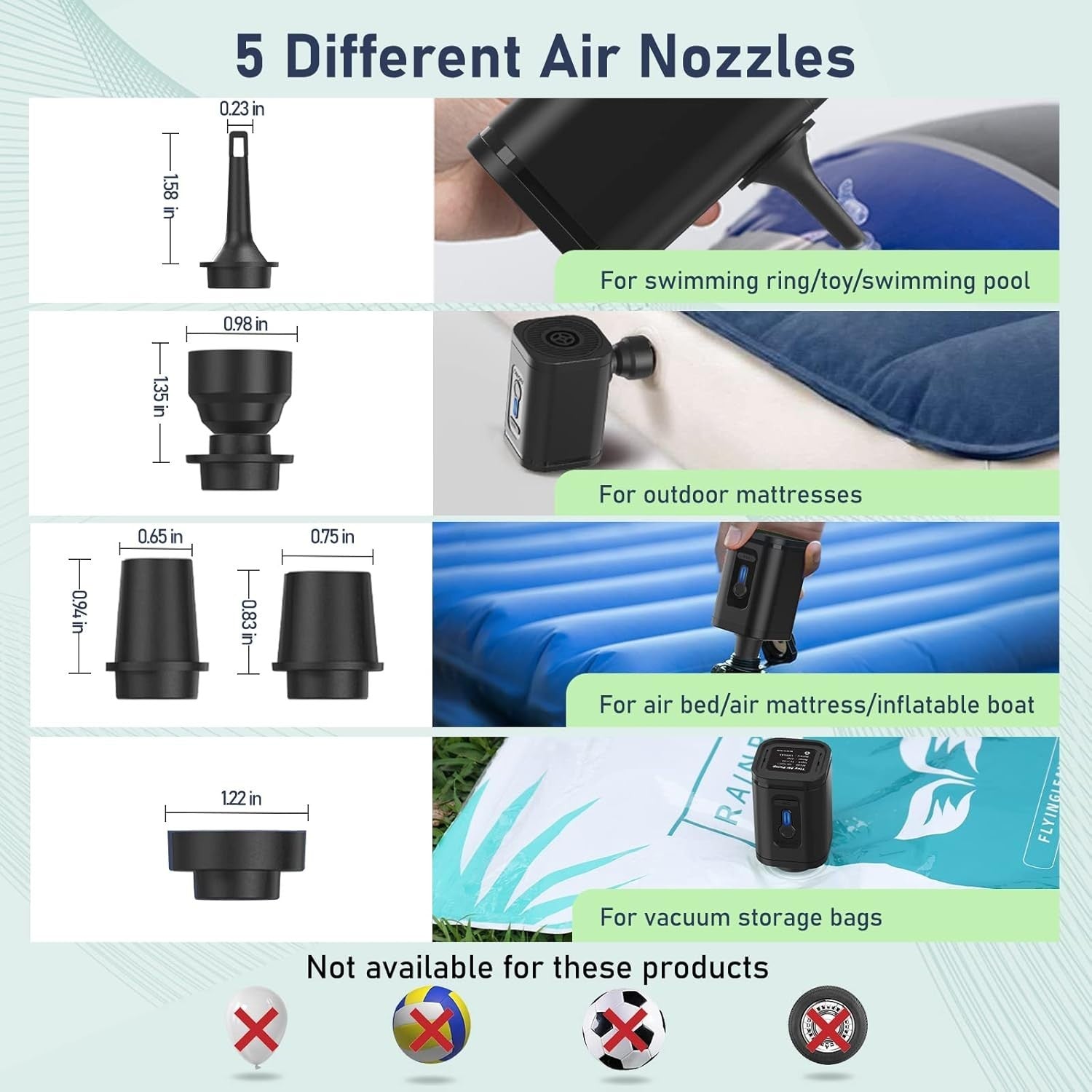 HUGERSTONE Electric Air Pump Portable Mini USB Inflator Deflator for Airbeds