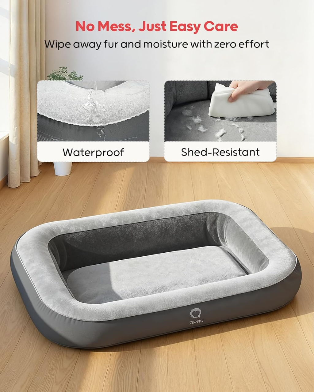 Inflatable Waterproof Dog Bed with Sides for Travel, Size Large