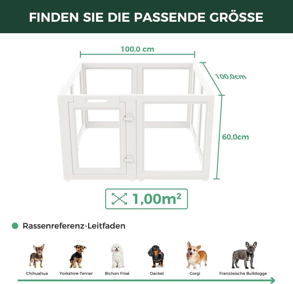 Auraspace Acrylic Dog Playpen for Puppies and Small Dogs, 24 Inch, 8 Panels