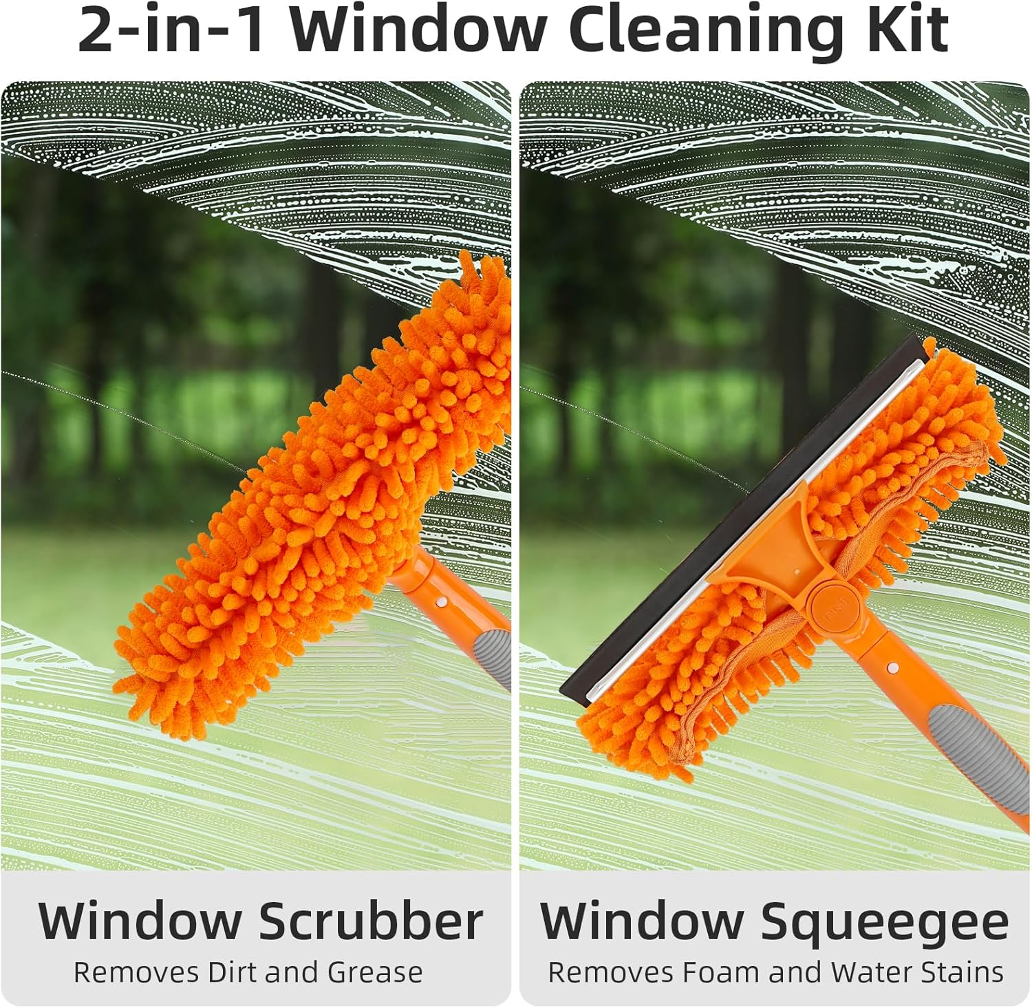 3.2M Extendable Window Cleaning Kit with Squeegee and Microfiber Cloth
