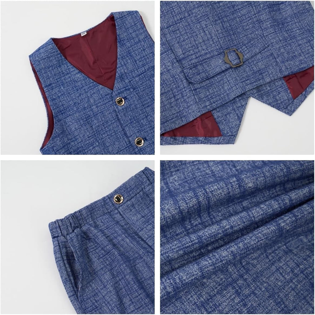 4-Piece Boys Formal Suit Set with Waistcoat, Shirt, Pants, and Bow Tie