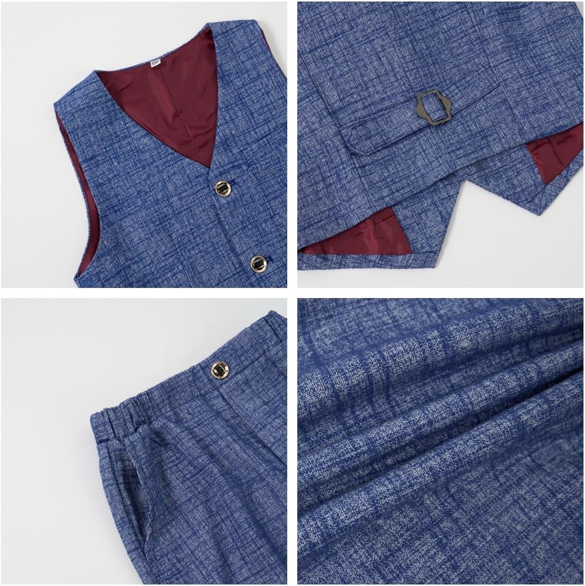 4-Piece Boys Formal Suit Set with Waistcoat, Shirt, Pants, and Bow Tie