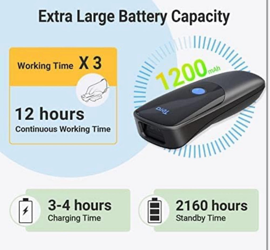 Tera 2D Mini Bluetooth Barcode Scanner 1D/2D/QR Code Reader Wireless USB Wired