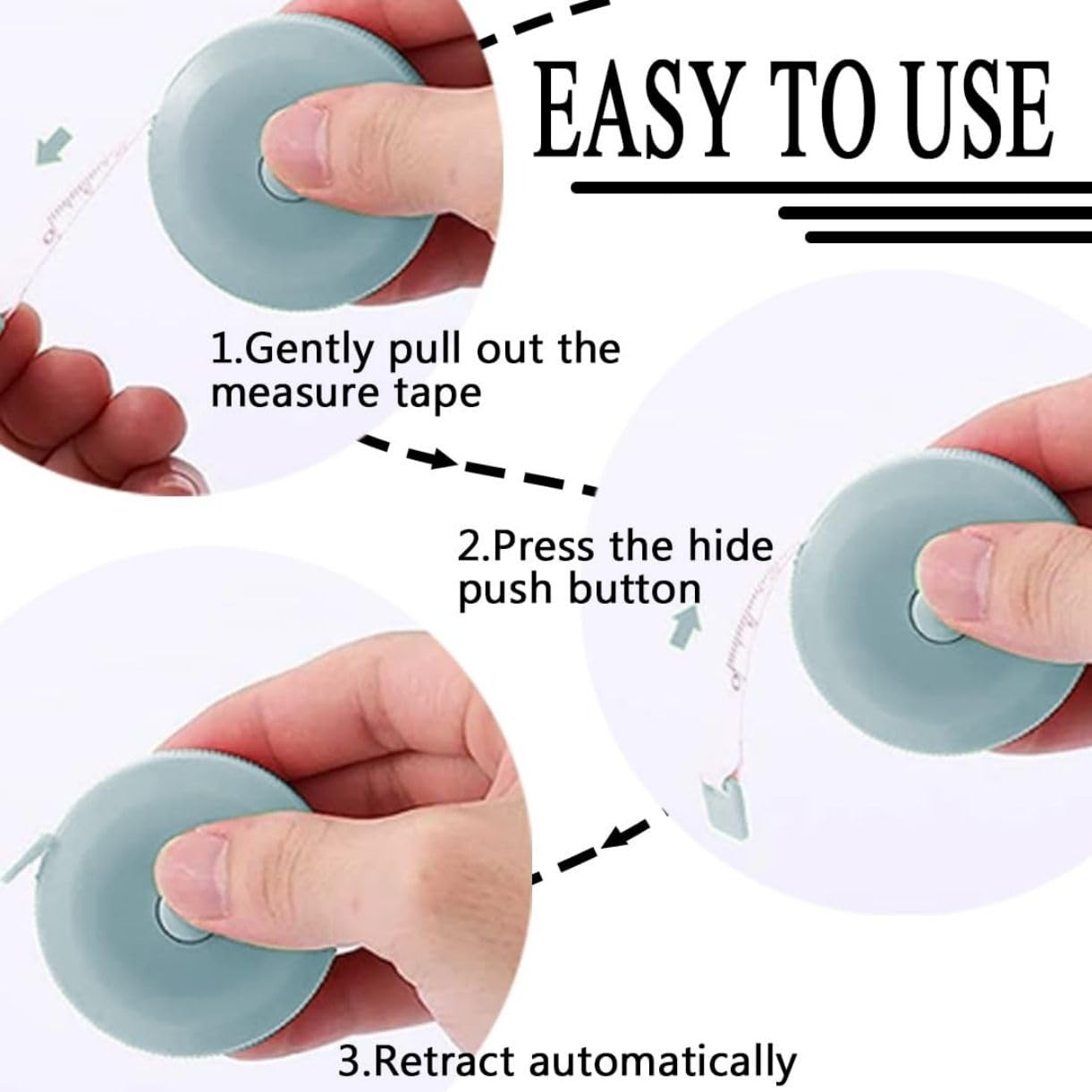 Retractable Tape Measure 2 Pack, 150 Cm/60 Inch Soft Body for Sewing & Crafts