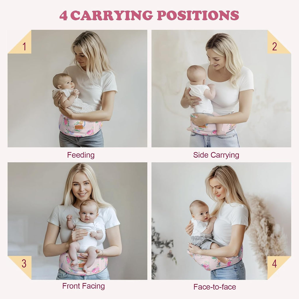 Adjustable Baby Hip Carrier with Supportive Waistband and Pockets for Parents