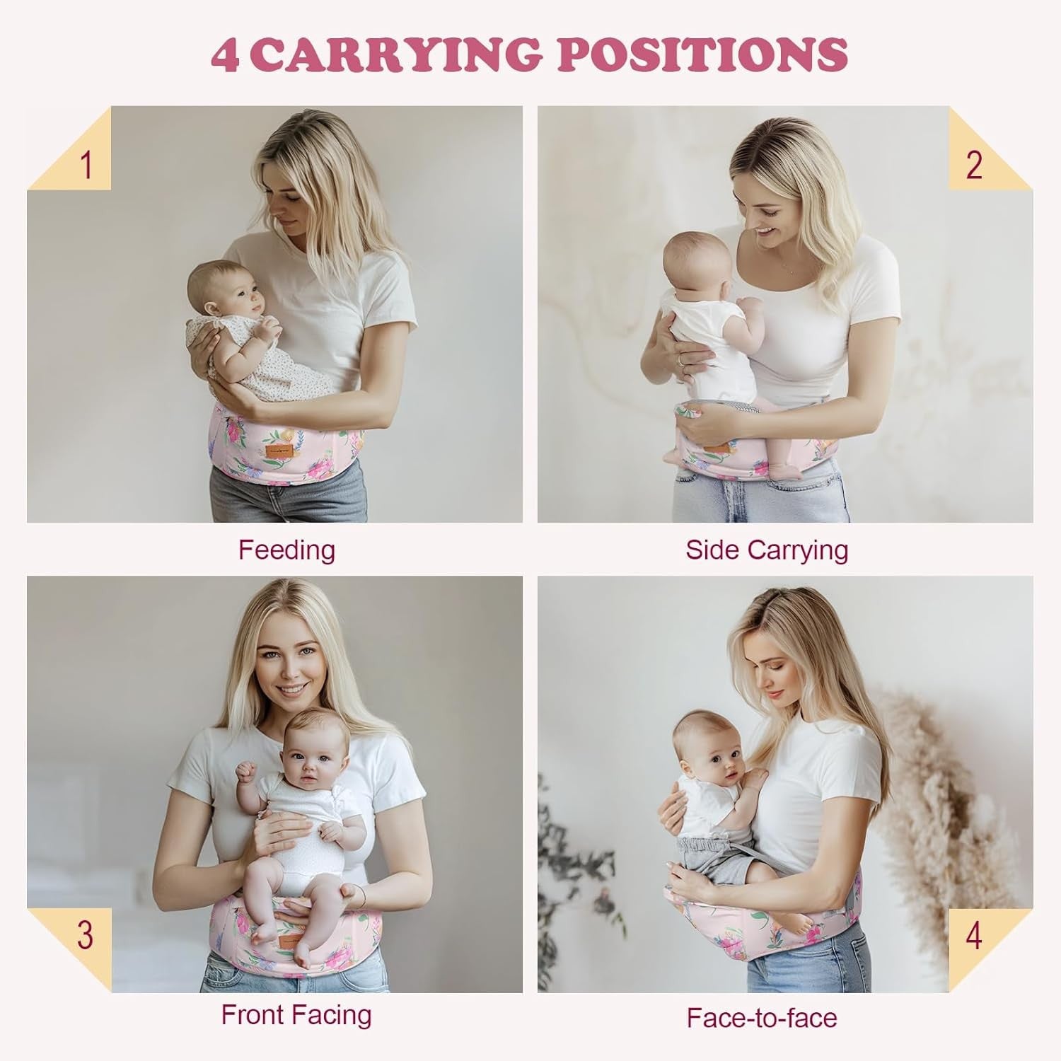 Adjustable Baby Hip Carrier with Supportive Waistband and Pockets for Parents