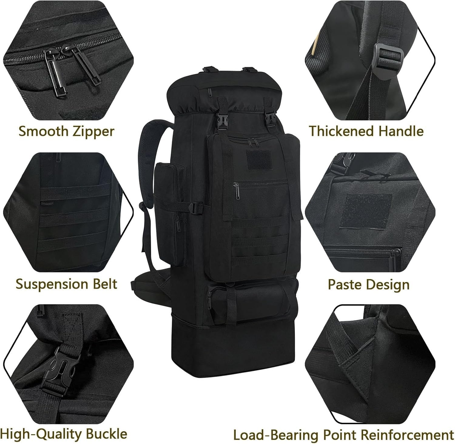 100 L Waterproof Tactical Backpack for Camping and Hiking