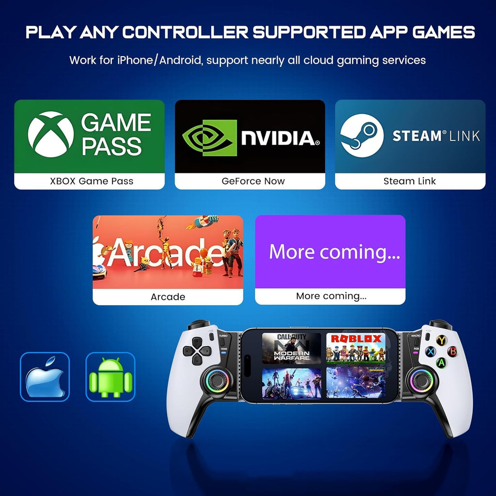 Wireless Bluetooth Gaming Controller for iPhone, Android, Switch, and PC