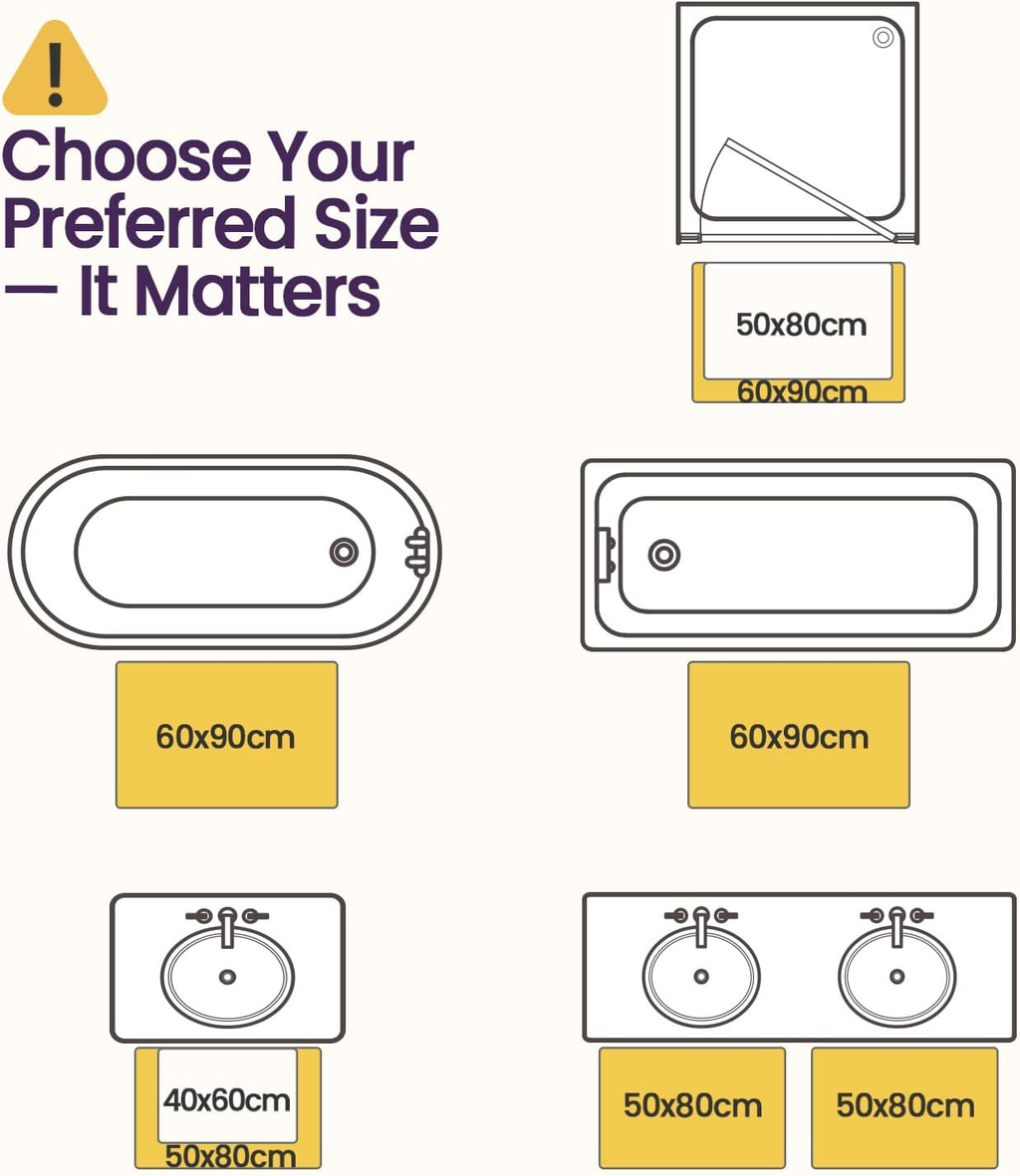 Ultra Soft Chenille Bath Mat Set, Non-Slip, Machine Washable, Beige, 2 Pieces