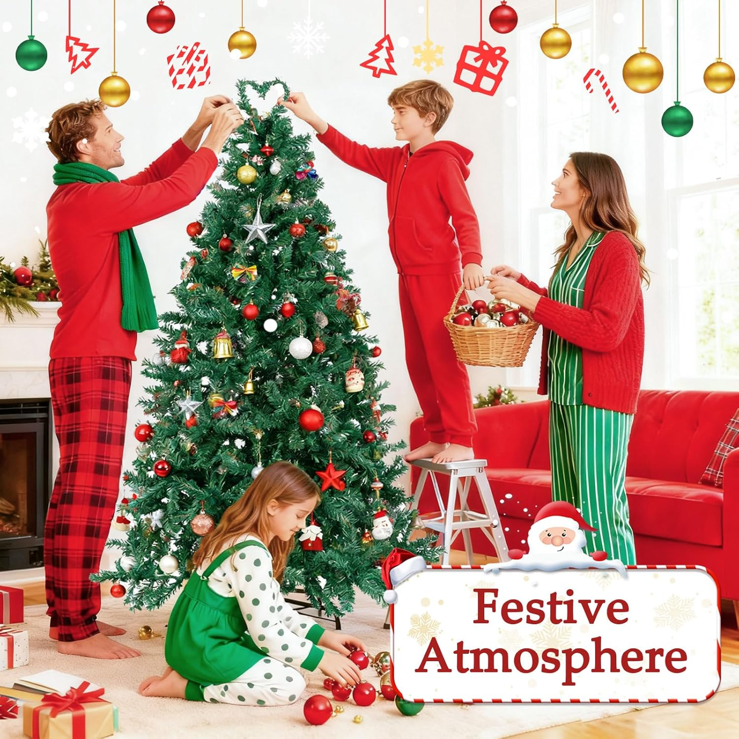 6Ft Artificial Christmas Tree with 880 Tips and Metal Legs for Indoor/Outdoor Us