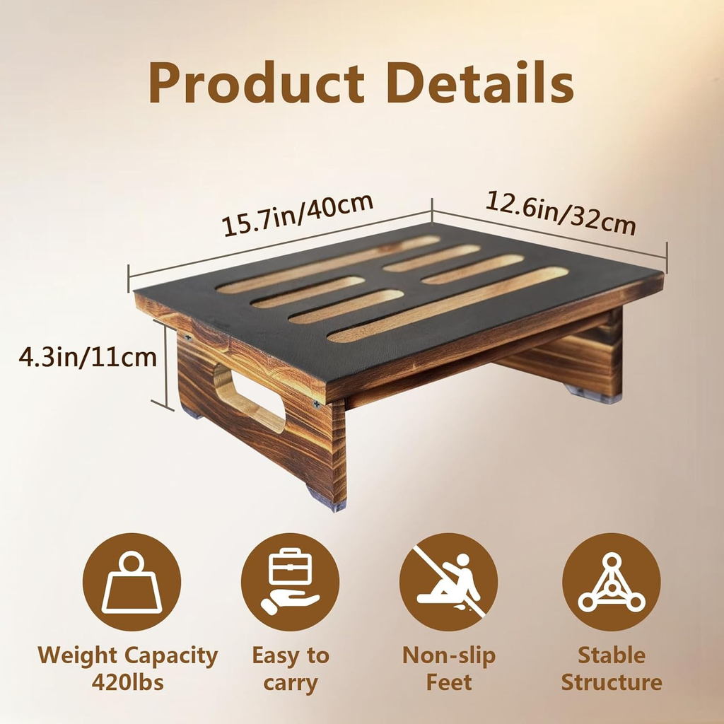 Wooden Step Stool with Non-Slip Surface, 420 Lbs Capacity for All Ages