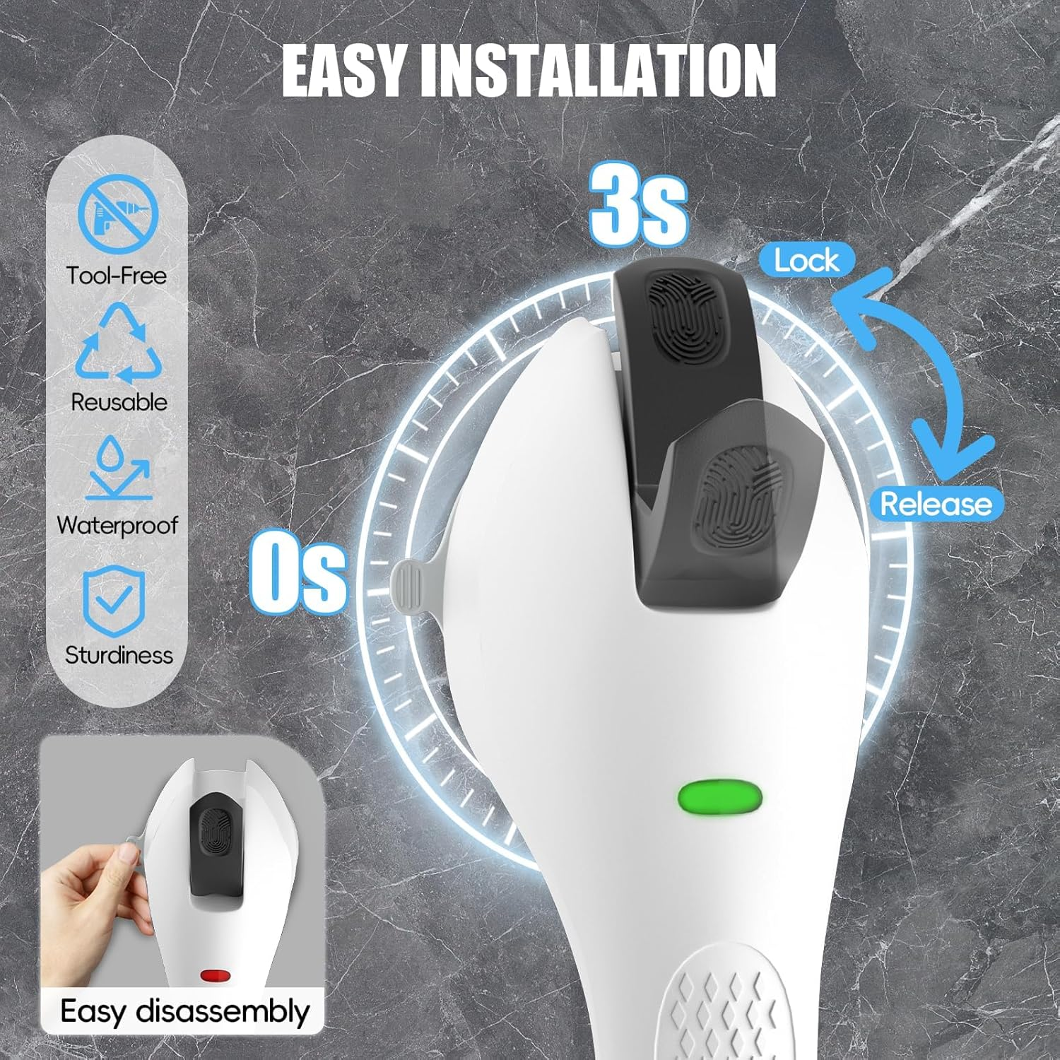 44Cm Suction Grab Rail, 120Kg Load, Ideal for Safety and Support