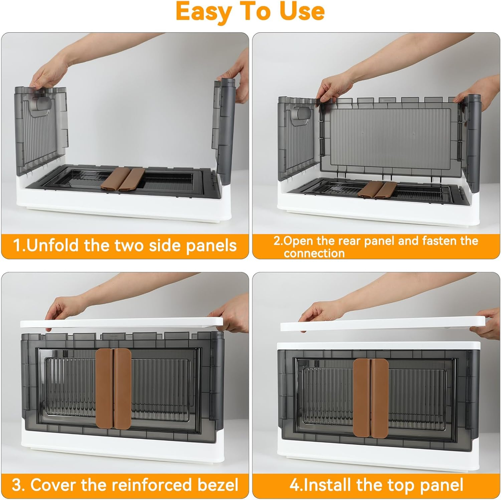 8.4 Gallon Storage Bin with Lids, Locking Cabinet, Foldable Plastic Organizer