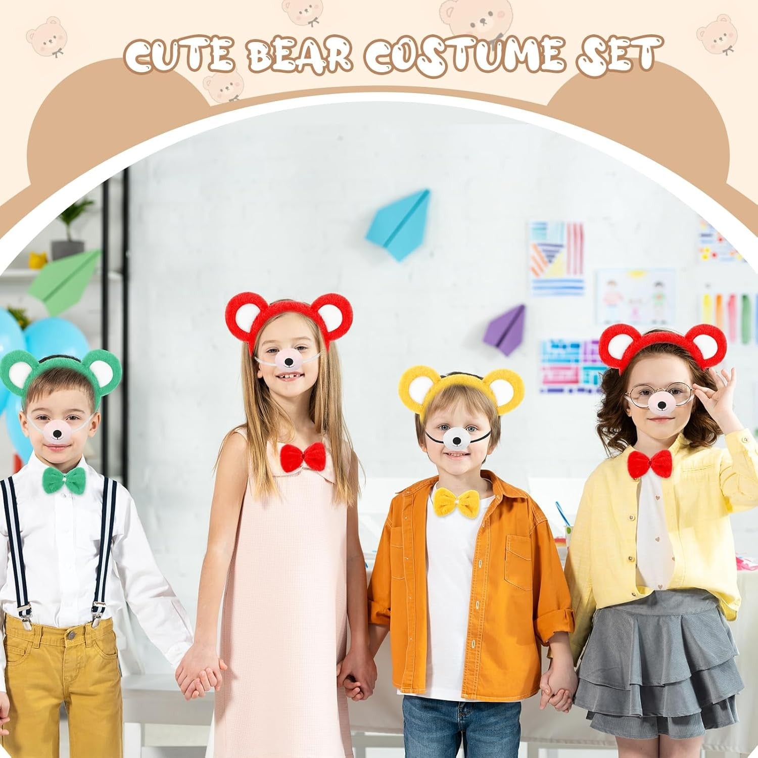 12-Piece Halloween Bear Cosplay Set with Headband, Bowtie, and Tail Accessories