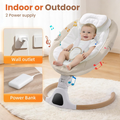 Portable Electric Baby Swing Chair with Bluetooth, Remote & 5 Speeds, Beige