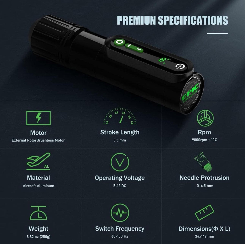 Dortex Wireless Tattoo Pen Machine 5000mAh Rotary Tattoo Gun Kit with Needle Car