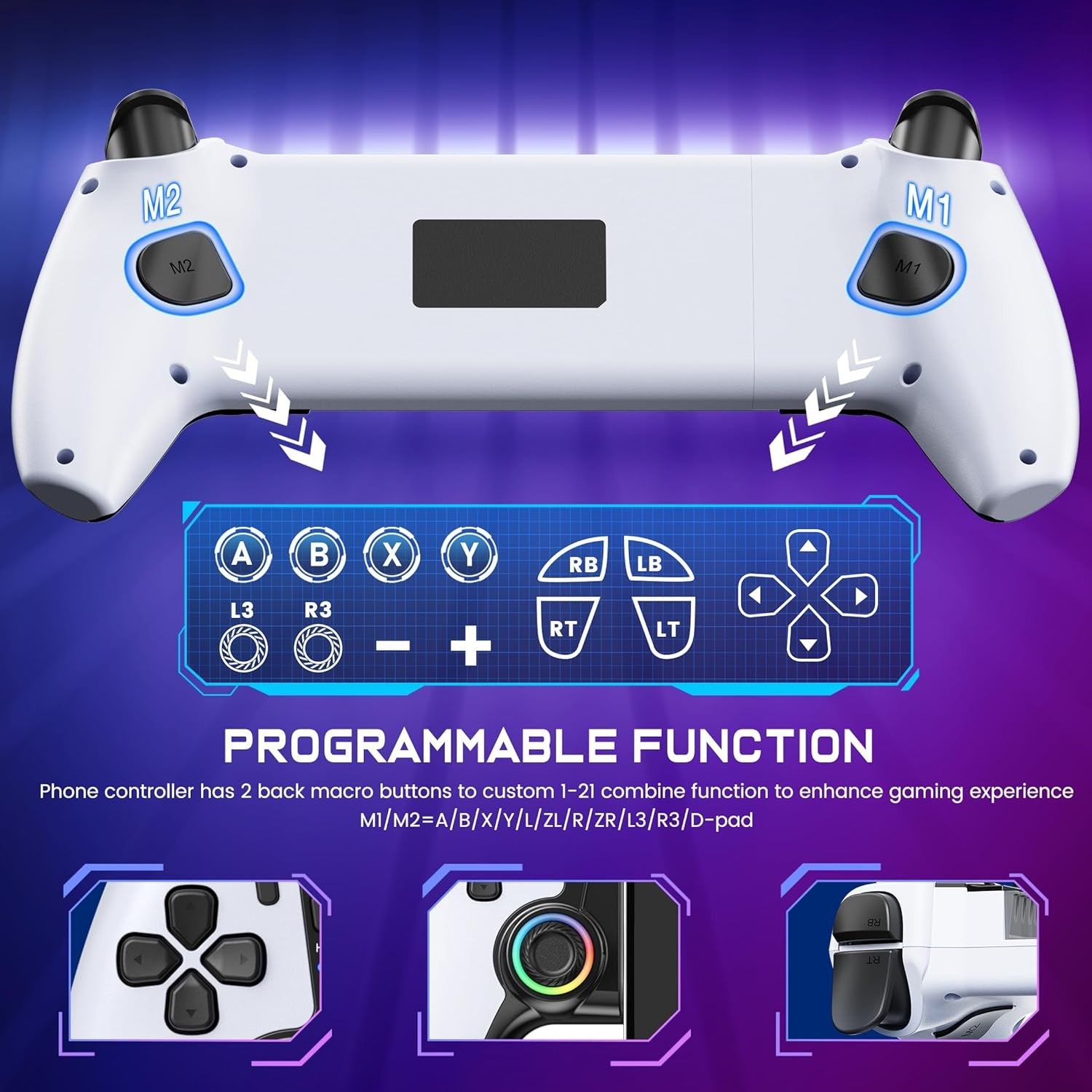 Wireless Bluetooth Gaming Controller for iPhone, Android, Switch, and PC