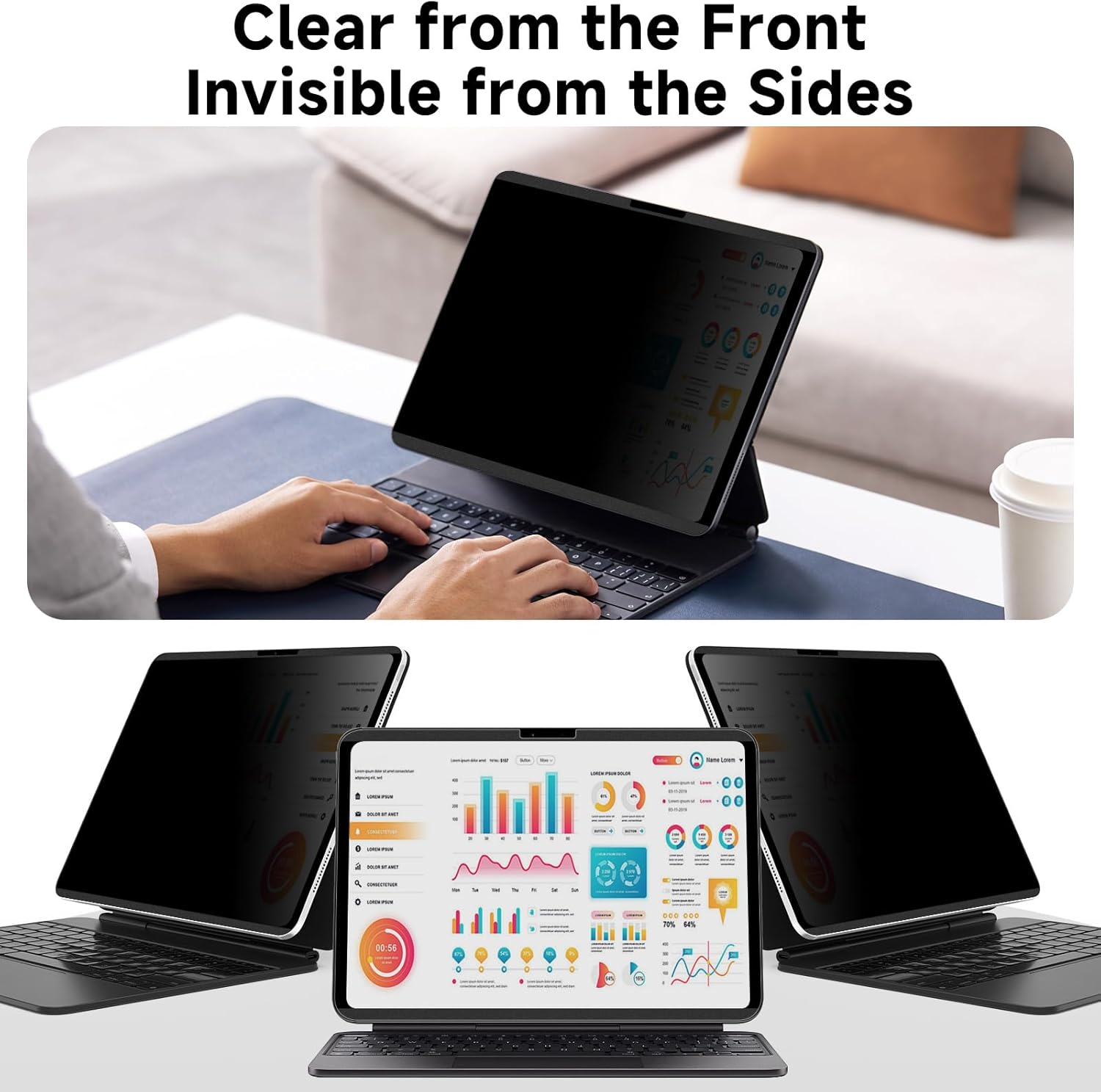 Magnetic Privacy Screen for iPad A16 2025/10th Gen, Anti-Glare Filter