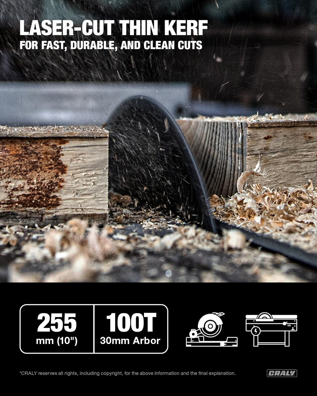 255mm 100T Ultra Fine Wood Cutting Circular Saw Blade with Black Ice™ Coating