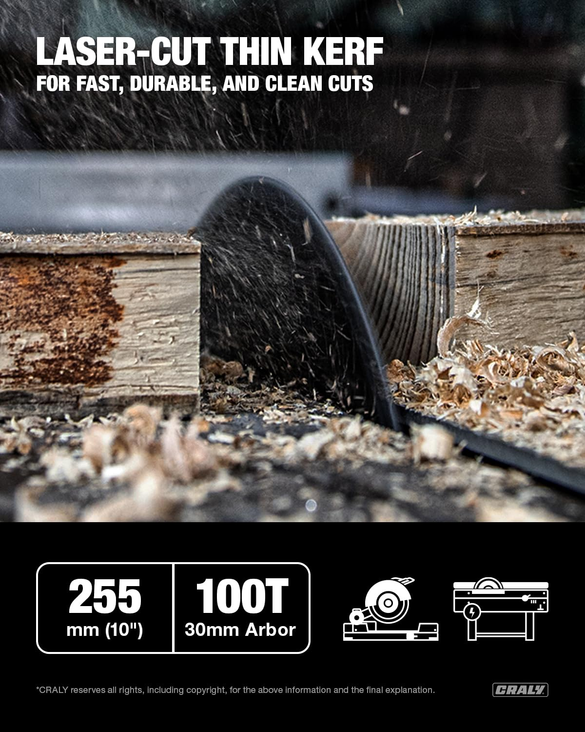 255mm 100T Ultra Fine Wood Cutting Circular Saw Blade with Black Ice™ Coating