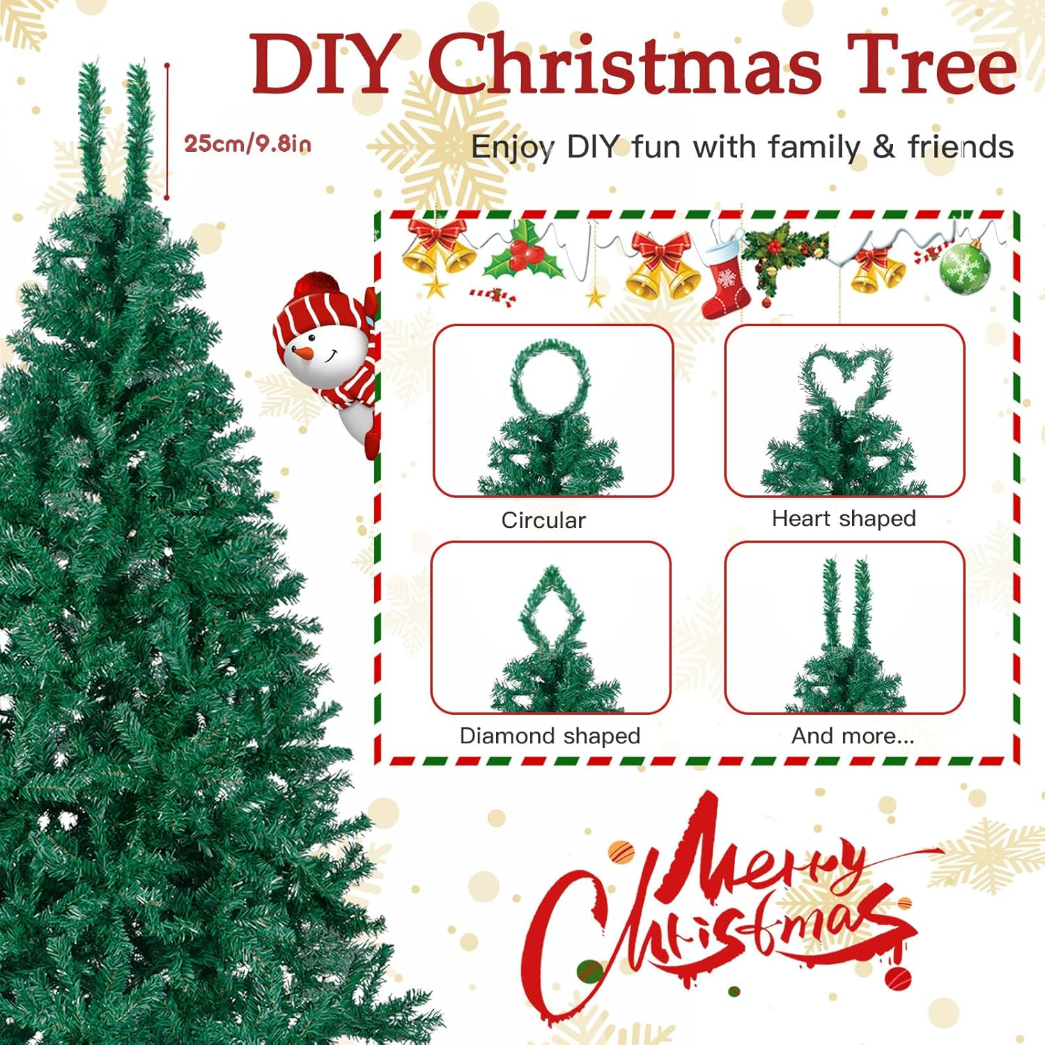 6Ft Artificial Christmas Tree with 880 Tips and Metal Legs for Indoor/Outdoor Us