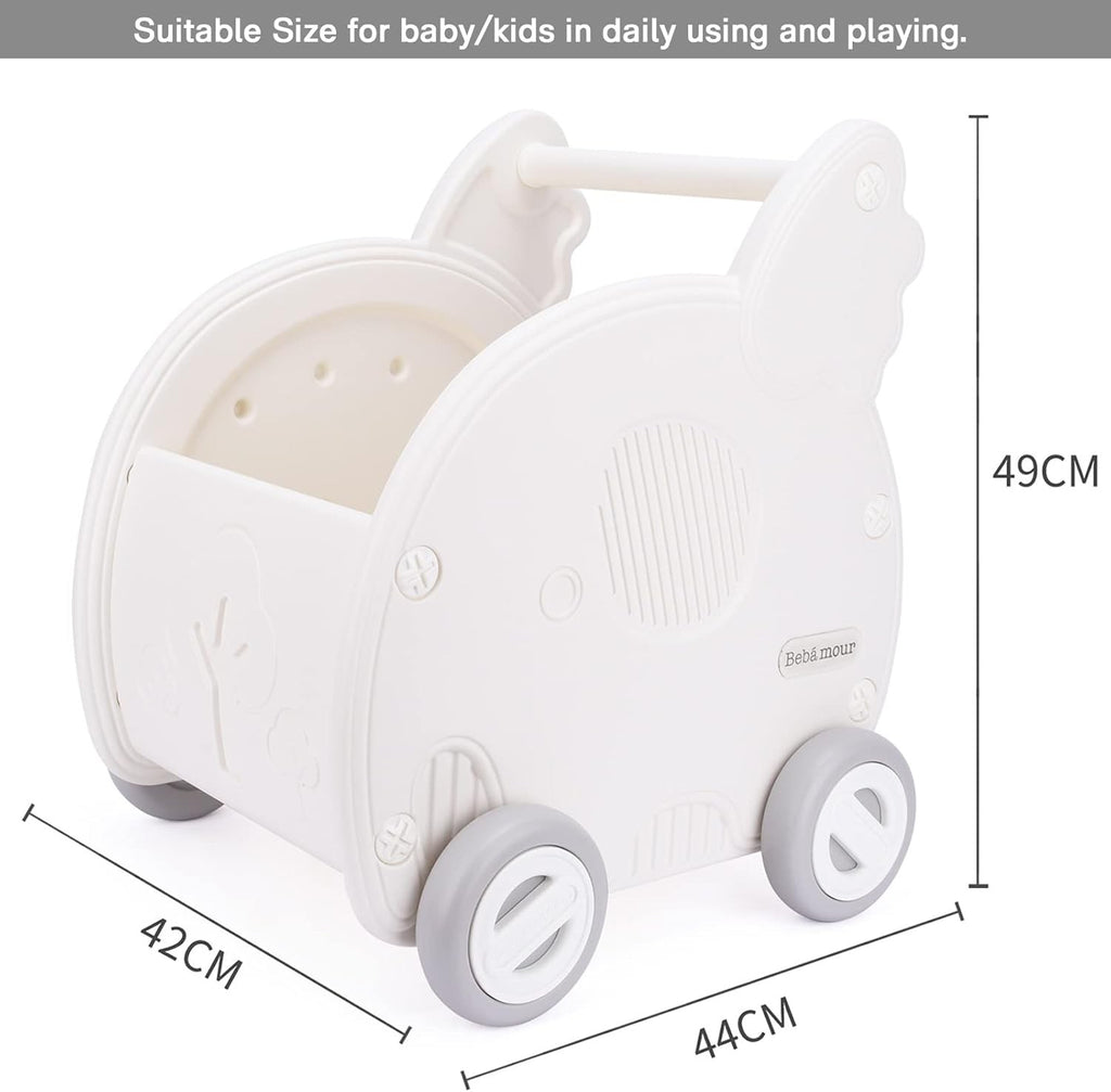 2-in-1 Baby Shopping Cart and Stroller Walker Toy with Storage, White