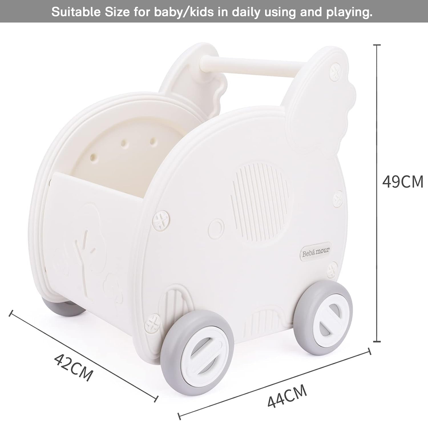 2-in-1 Baby Shopping Cart and Stroller Walker Toy with Storage, White