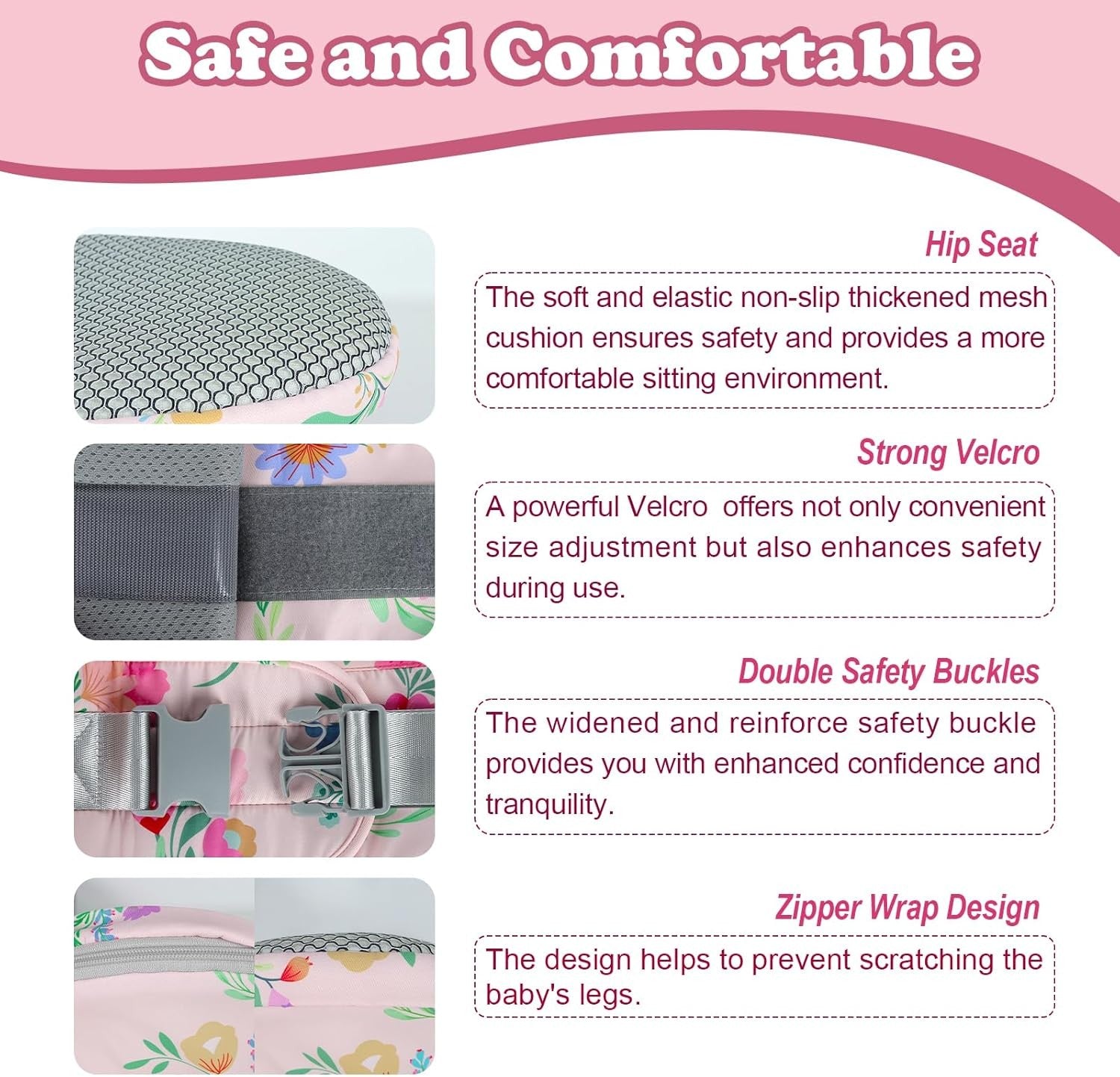 Adjustable Baby Hip Carrier with Supportive Waistband and Pockets for Parents