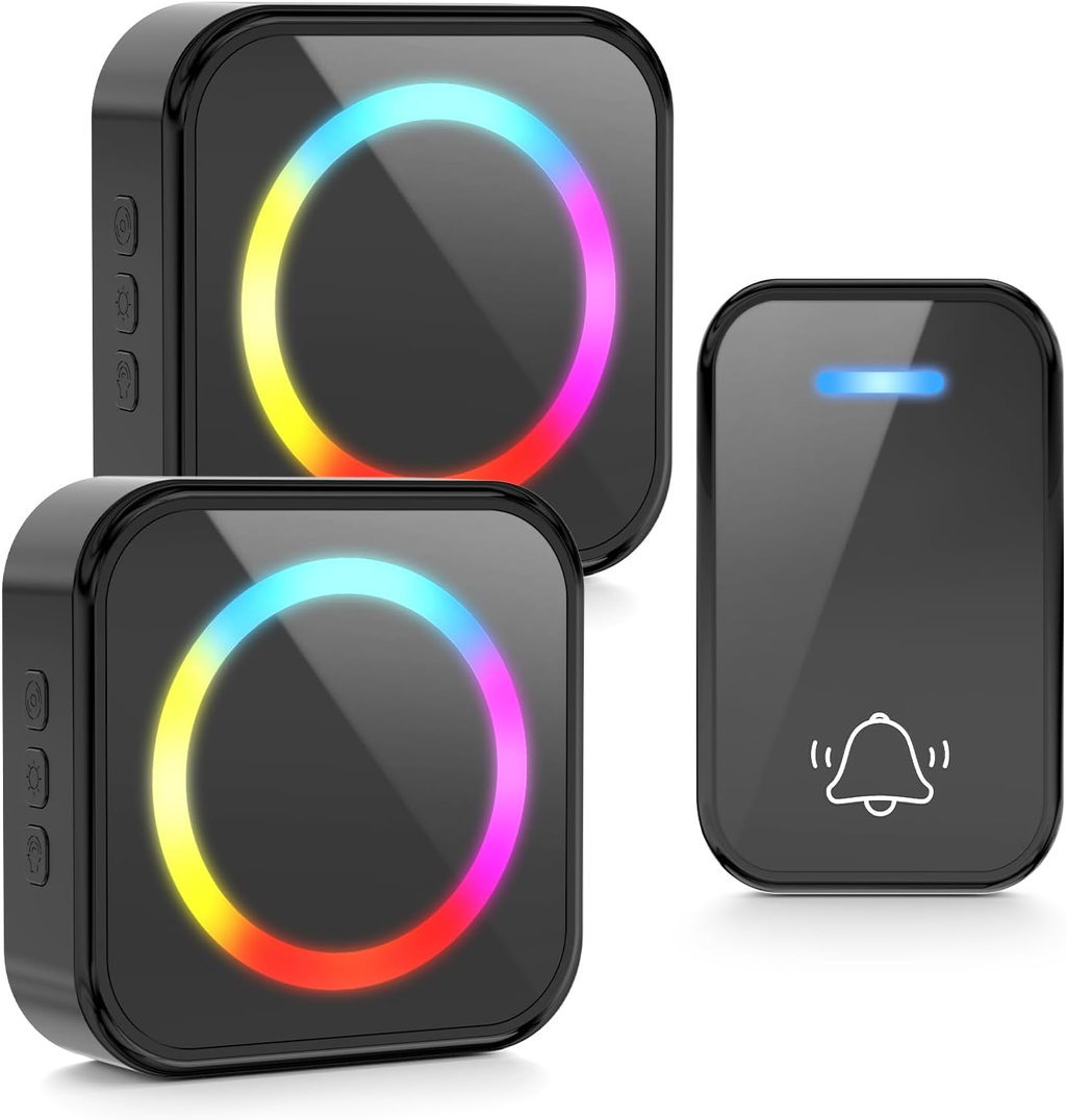 Vibrant Wireless Doorbell Kit - LED Multi-Color, Waterproof & Easy Install