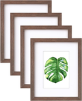 10x8 Solid Wood Picture Frame with Mat, Rustic Brown, 4 Pack