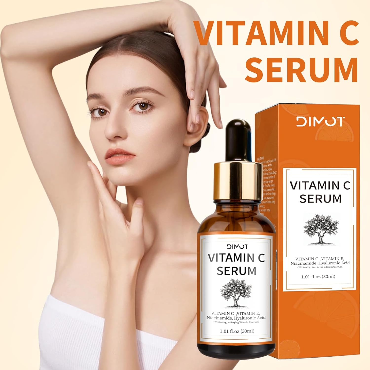 Vitamin C Serum with Hyaluronic Acid for Dark Spot Reduction, 30ml