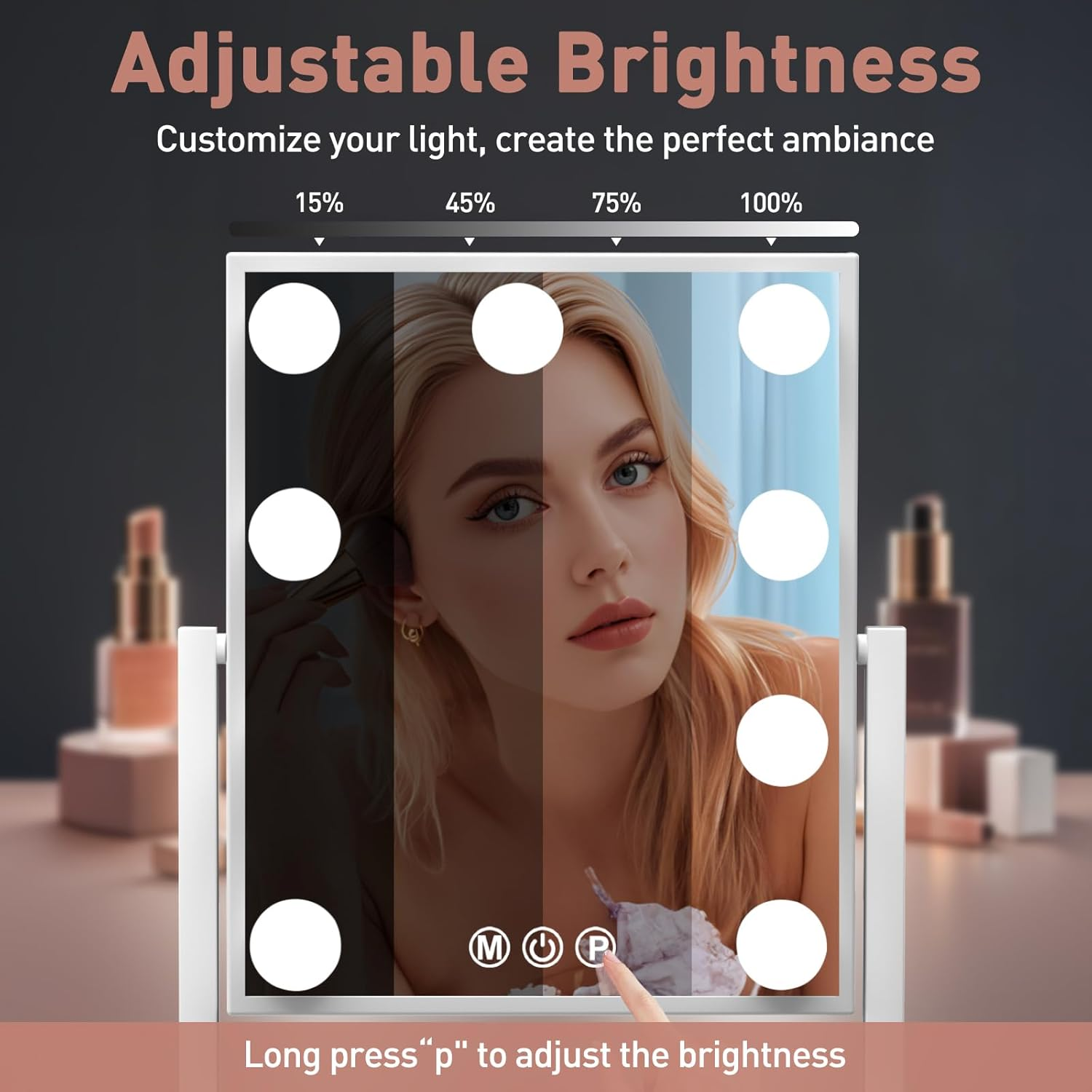 Professional Rechargeable Vanity Mirror with 10X Magnification and Dimmable Ligh
