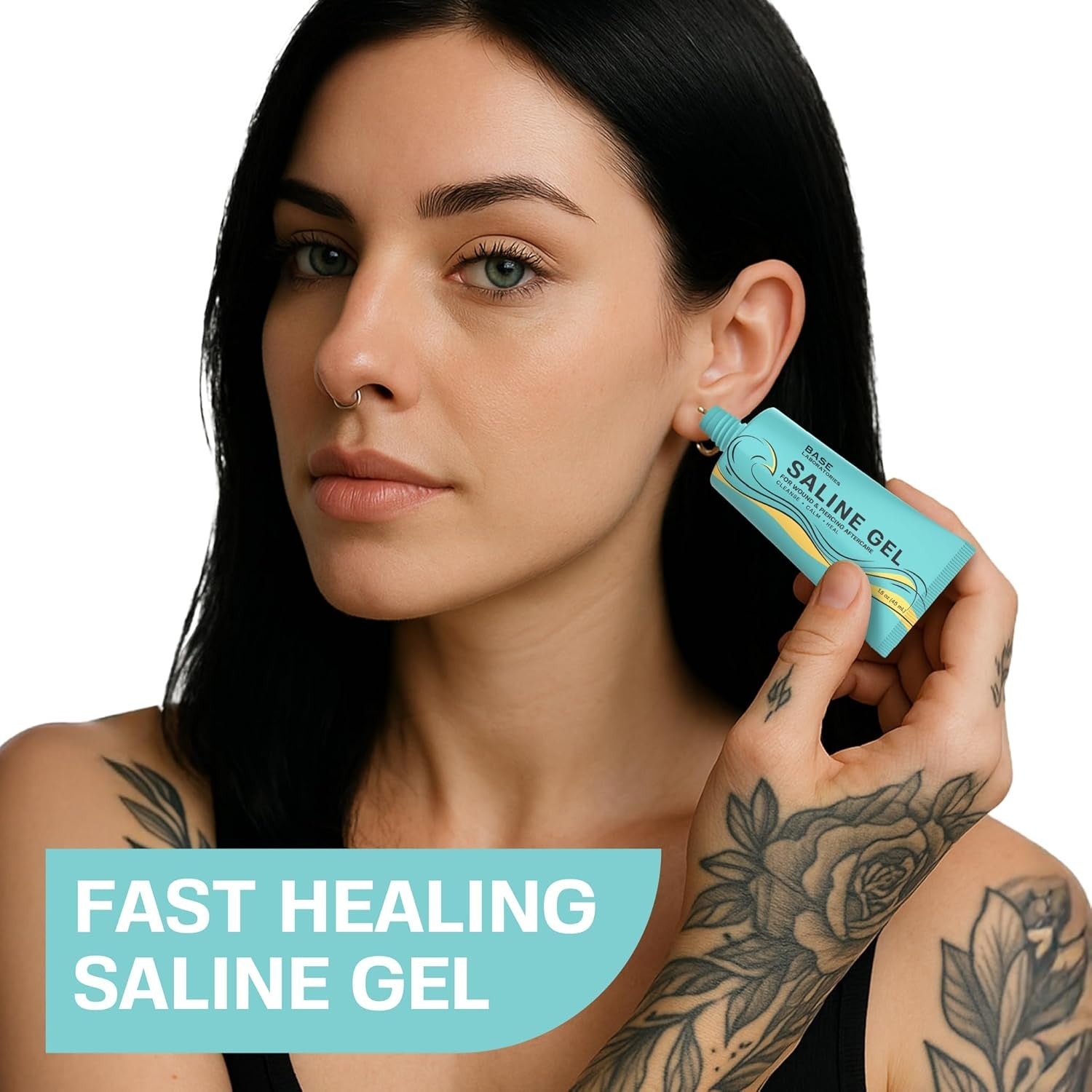 Base Labs Piercing Aftercare Kit - Bump Solution & Saline Gel, 3-Pack