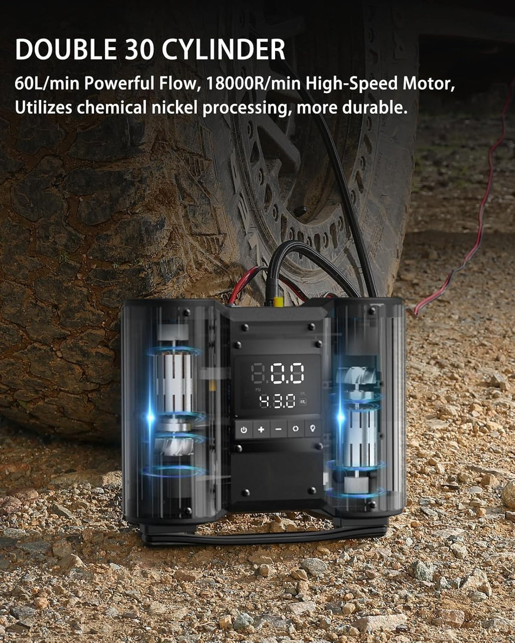 Yantu Dual 30mm Cylinder 12V 150PSI Heavy Duty Off Road Tire Inflator Compressor