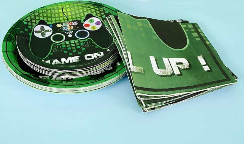 Gaming-Themed Party Tableware Set - 48 PCS for 16 Guests