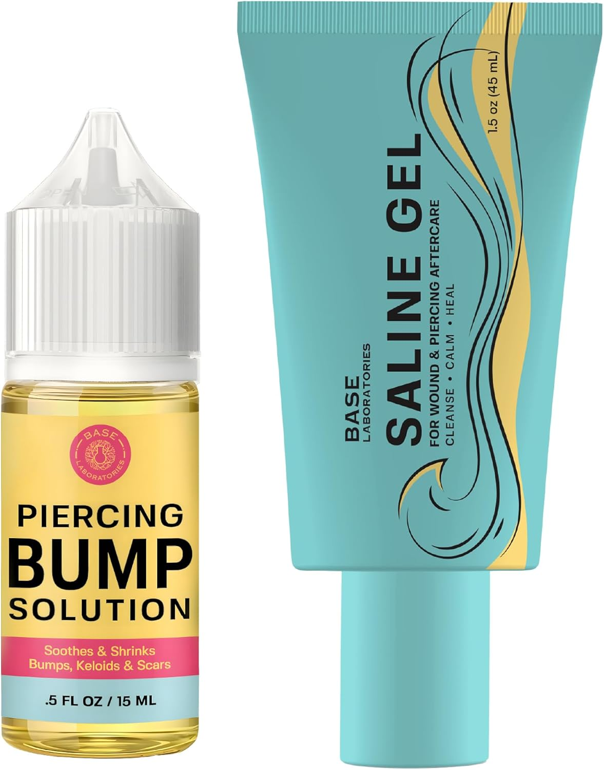 Base Labs Piercing Aftercare Kit - Bump Solution & Saline Gel, 3-Pack