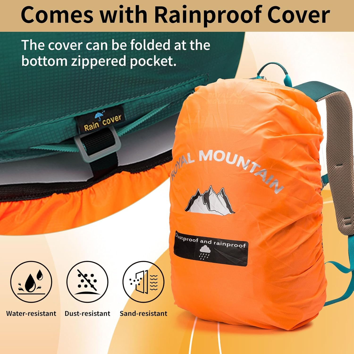 20L Lightweight Hiking Backpack with Rainproof Cover, Foldable Rucksack