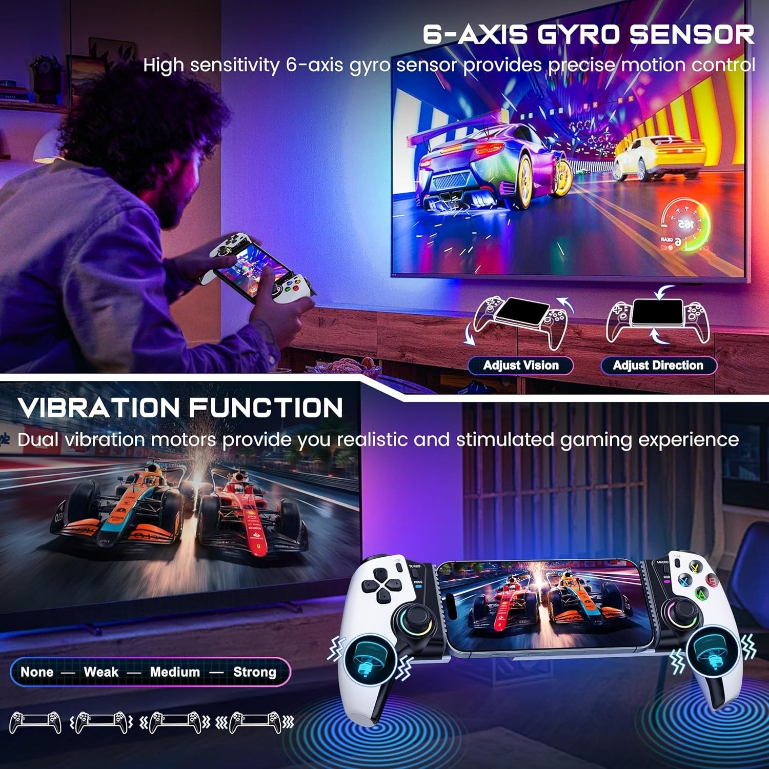Wireless Bluetooth Gaming Controller for iPhone, Android, Switch, and PC