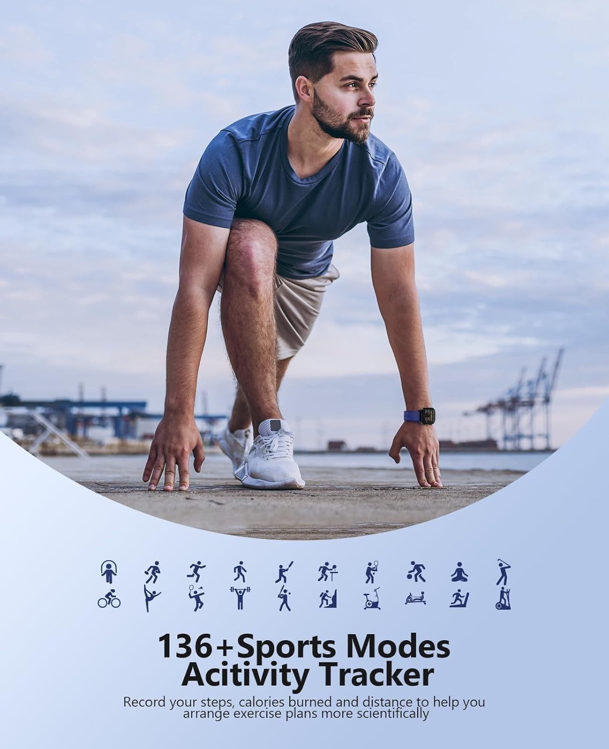 SOUYIE Smartwatch 2.04" AMOLED Fitness Tracker Bluetooth Call Heart Rate