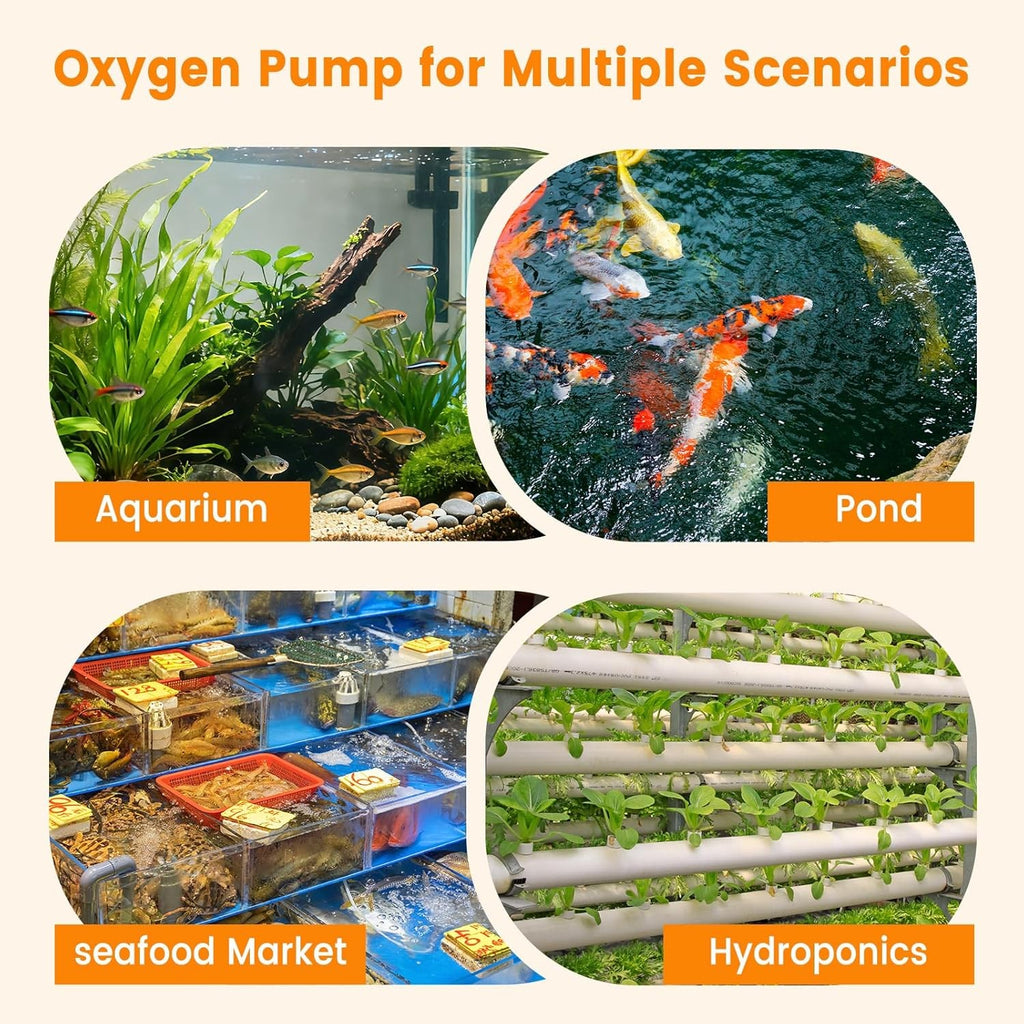 Fish Tank Air Pump – 4 Outlets, Quiet Operation, Aquarium Oxygenation