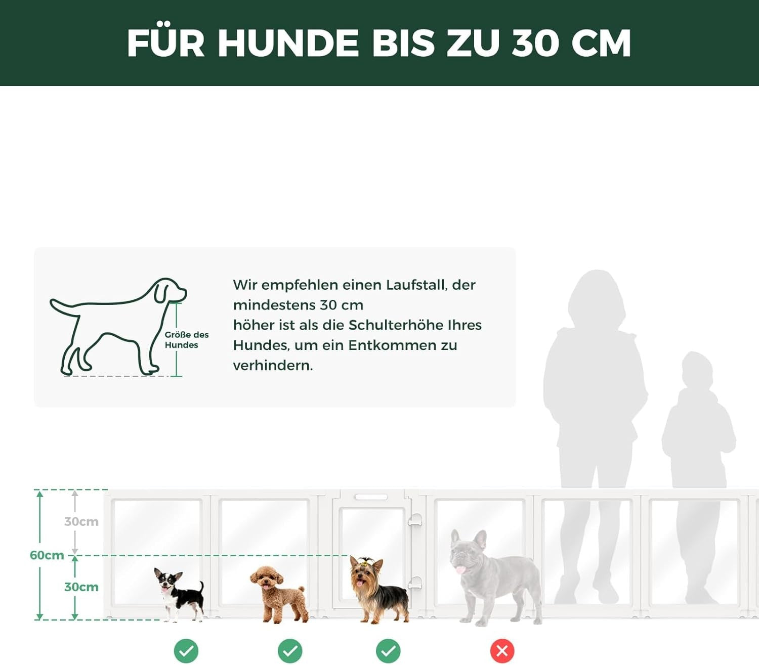 Auraspace Acrylic Dog Playpen for Puppies and Small Dogs, 24 Inch, 8 Panels